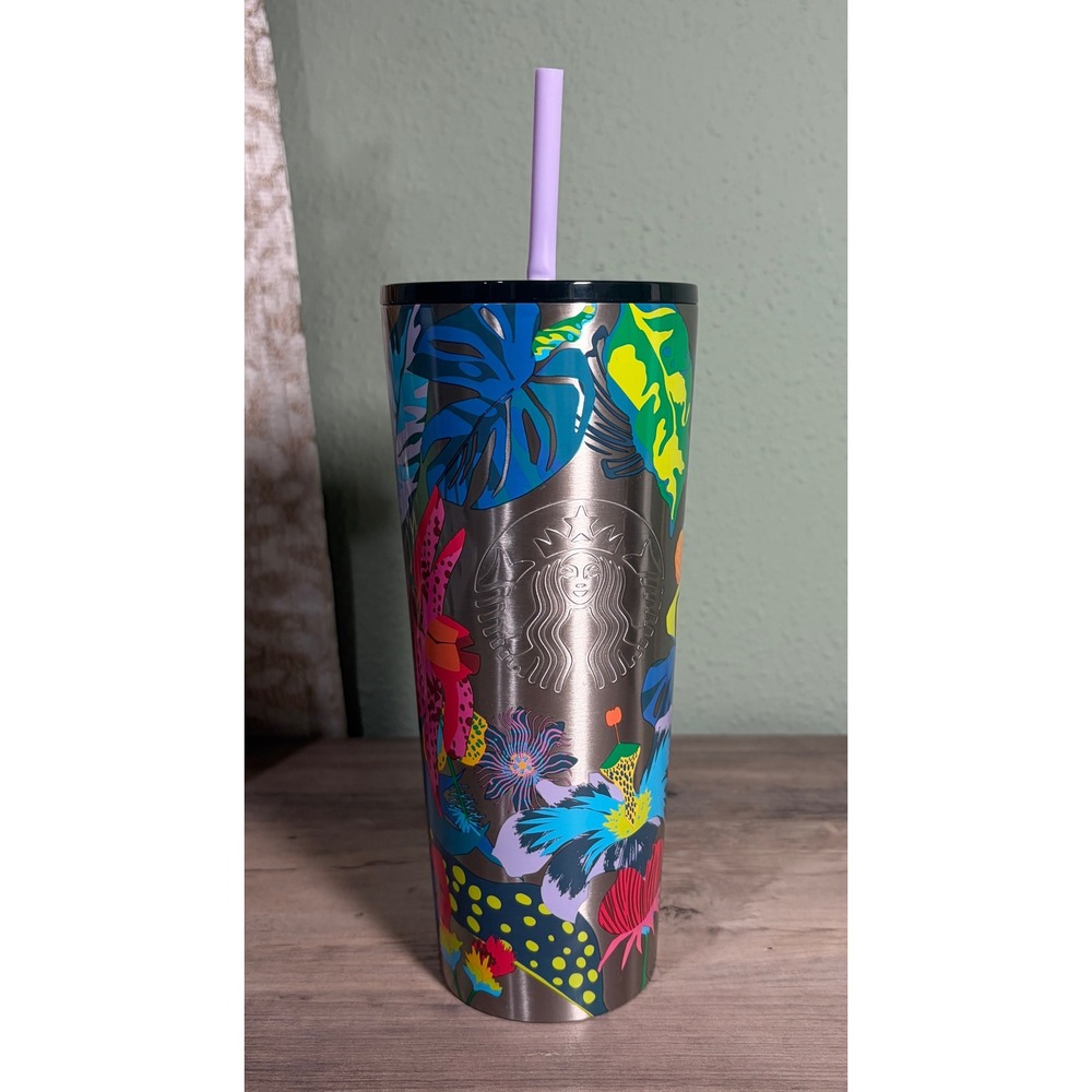 Starbucks Summer 2023 Tropical Immersive Florals Stainless Steel Tumbler 24 oz